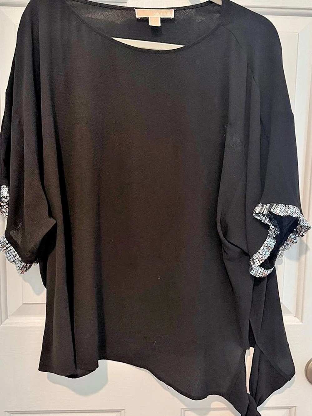 Michael Kors Sequin Lined Black Blouse
